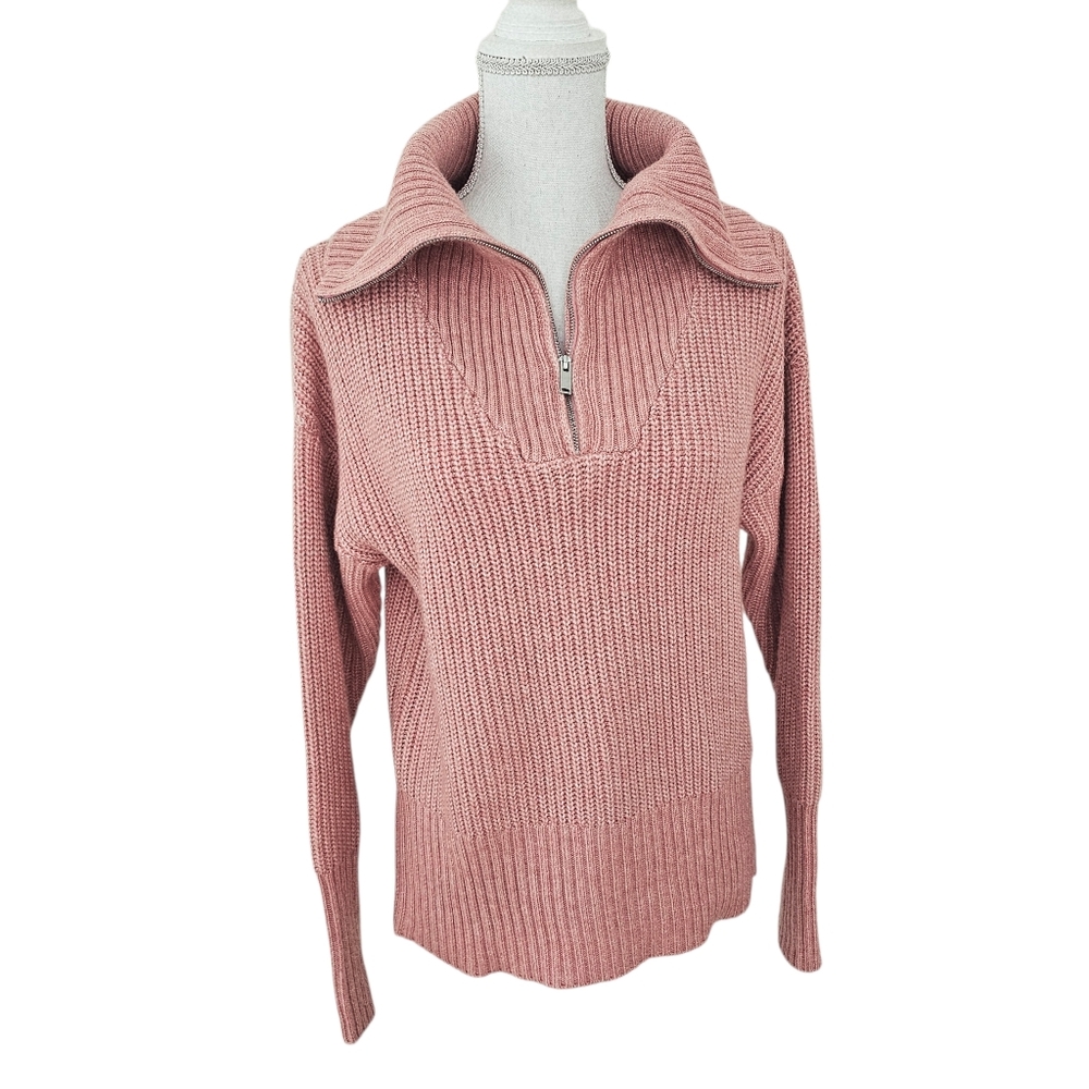 Cupcakes and Cashmere Blush Pink Zippered Knit Sweater Small